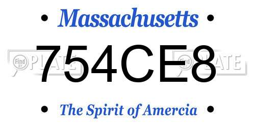 754CE8 Massachusetts License Plate