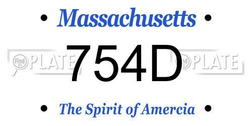 754D Massachusetts License Plate