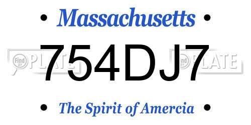 754DJ7 Massachusetts License Plate