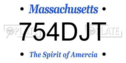 754DJT Massachusetts License Plate