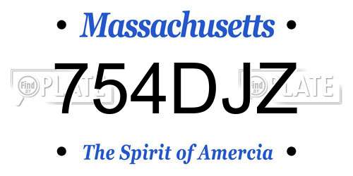 754DJZ Massachusetts License Plate