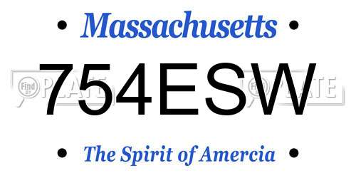 754ESW Massachusetts License Plate