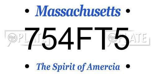 754FT5 Massachusetts License Plate