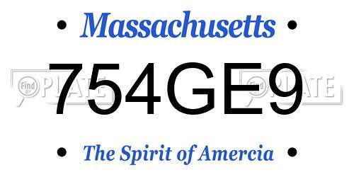 754GE9 Massachusetts License Plate