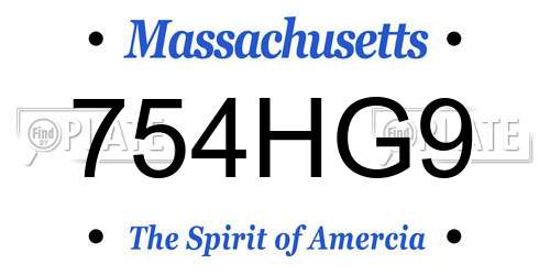 754HG9 Massachusetts License Plate