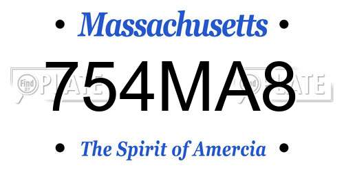 754MA8 Massachusetts License Plate