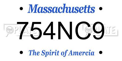 754NC9 Massachusetts License Plate