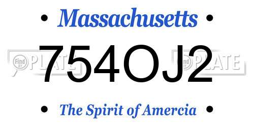 754OJ2 Massachusetts License Plate