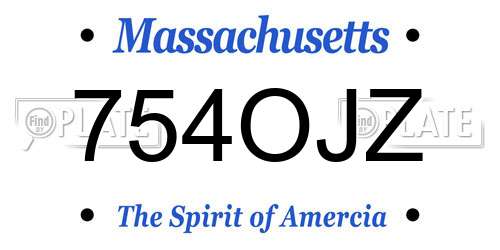 754OJZ Massachusetts License Plate