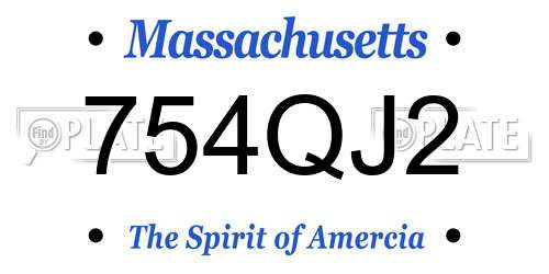 754QJ2 Massachusetts License Plate