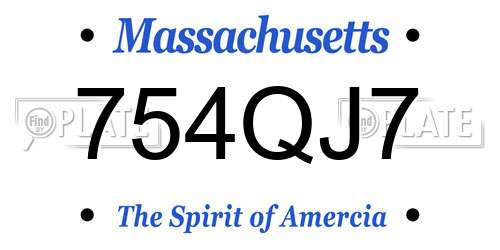 754QJ7 Massachusetts License Plate