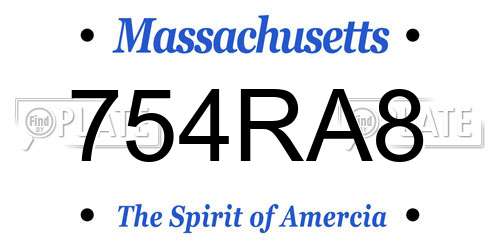 754RA8 Massachusetts License Plate