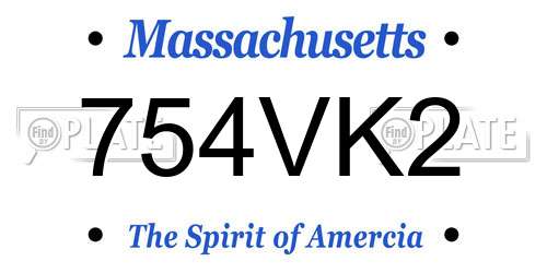 754VK2 Massachusetts License Plate
