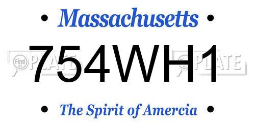 754WH1 Massachusetts License Plate