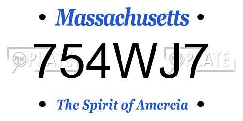 754WJ7 Massachusetts License Plate