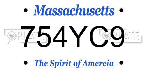 754YC9 Massachusetts License Plate