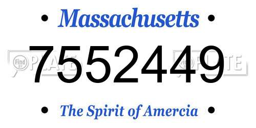 7552449 Massachusetts License Plate