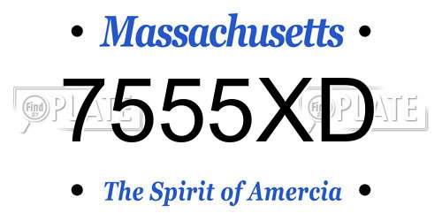 7555XD Massachusetts License Plate