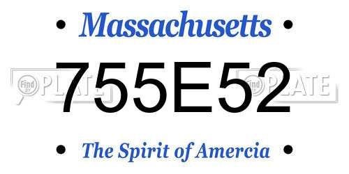 755E52 Massachusetts License Plate