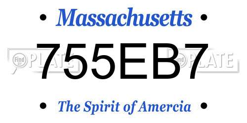 755EB7 Massachusetts License Plate