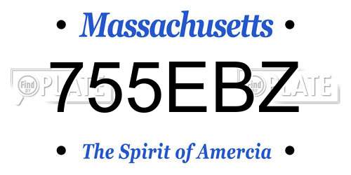 755EBZ Massachusetts License Plate