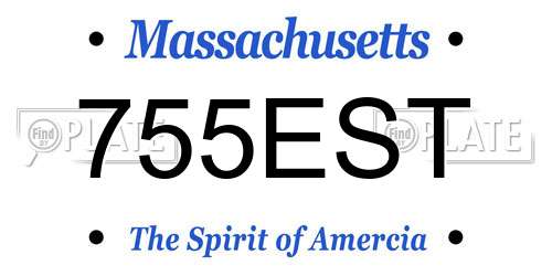 755EST Massachusetts License Plate