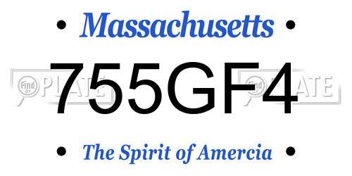 755GF4 Massachusetts License Plate