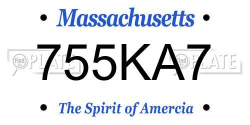 755KA7 Massachusetts License Plate