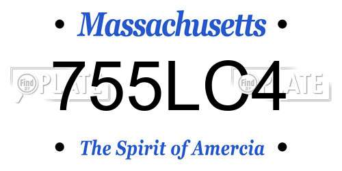 755LC4 Massachusetts License Plate