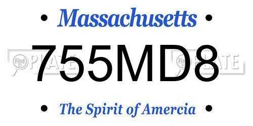 755MD8 Massachusetts License Plate