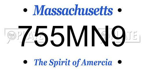 755MN9 Massachusetts License Plate