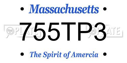 755TP3 Massachusetts License Plate