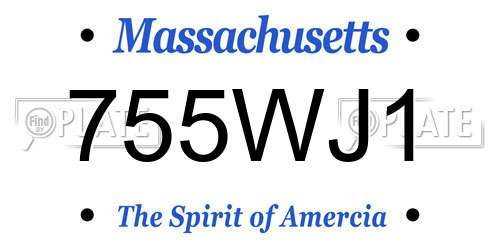 755WJ1 Massachusetts License Plate