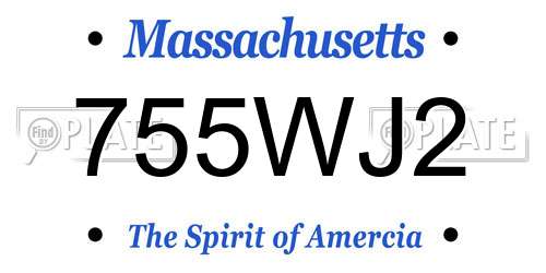 755WJ2 Massachusetts License Plate