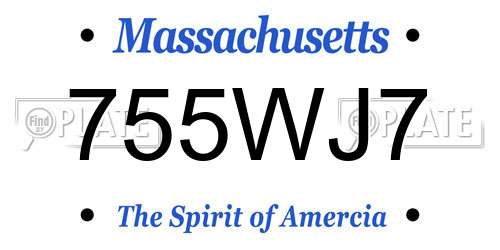 755WJ7 Massachusetts License Plate