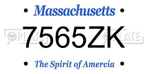 7565ZK Massachusetts License Plate