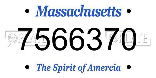 7566370 Massachusetts License Plate