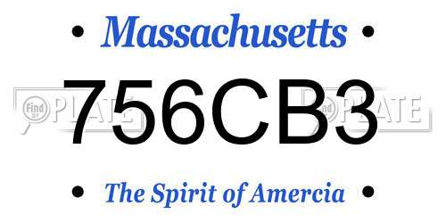 756CB3 Massachusetts License Plate