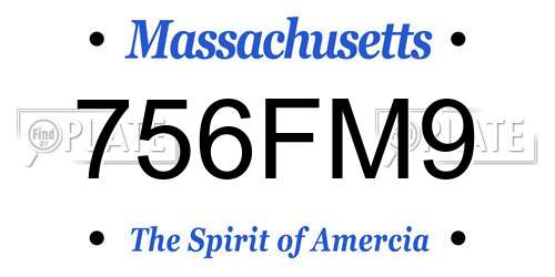 756FM9 Massachusetts License Plate