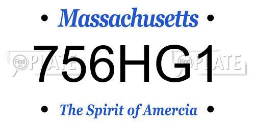 756HG1 Massachusetts License Plate