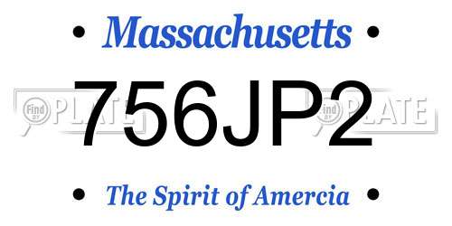 756JP2 Massachusetts License Plate