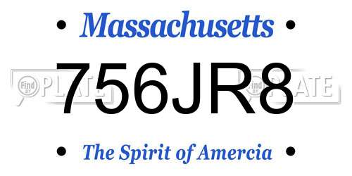 756JR8 Massachusetts License Plate