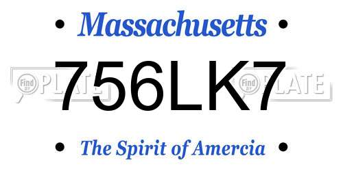 756LK7 Massachusetts License Plate
