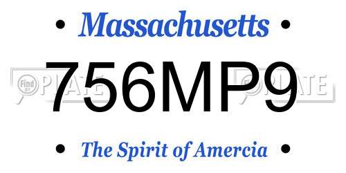 756MP9 Massachusetts License Plate