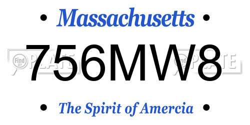 756MW8 Massachusetts License Plate