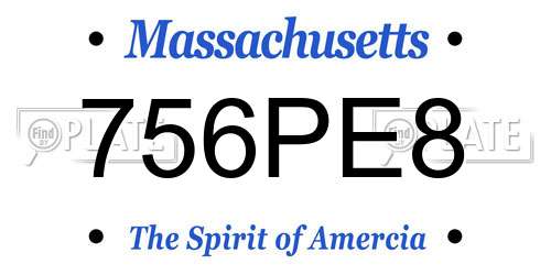 756PE8 Massachusetts License Plate