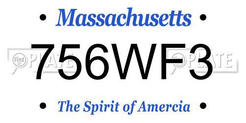 756WF3 Massachusetts License Plate