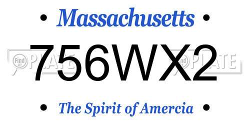756WX2 Massachusetts License Plate