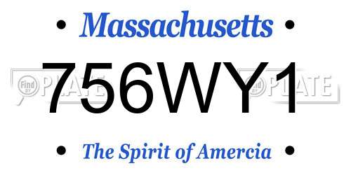 756WY1 Massachusetts License Plate