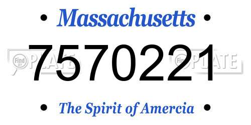 7570221 Massachusetts License Plate